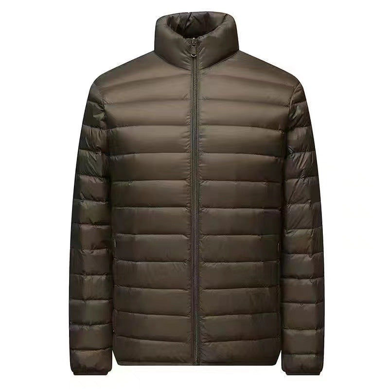 Men's Ultra-light Packable Micro Quilted Jacket with Stand-up Collar, Padded Insulation and Wind-resistant Shell