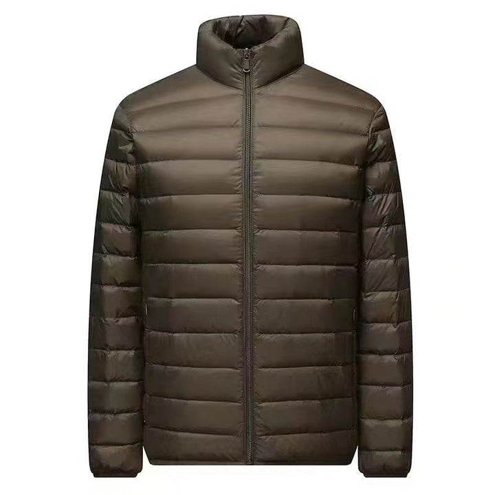 Men's Ultra-light Packable Micro Quilted Jacket with Stand-up Collar, Padded Insulation and Wind-resistant Shell