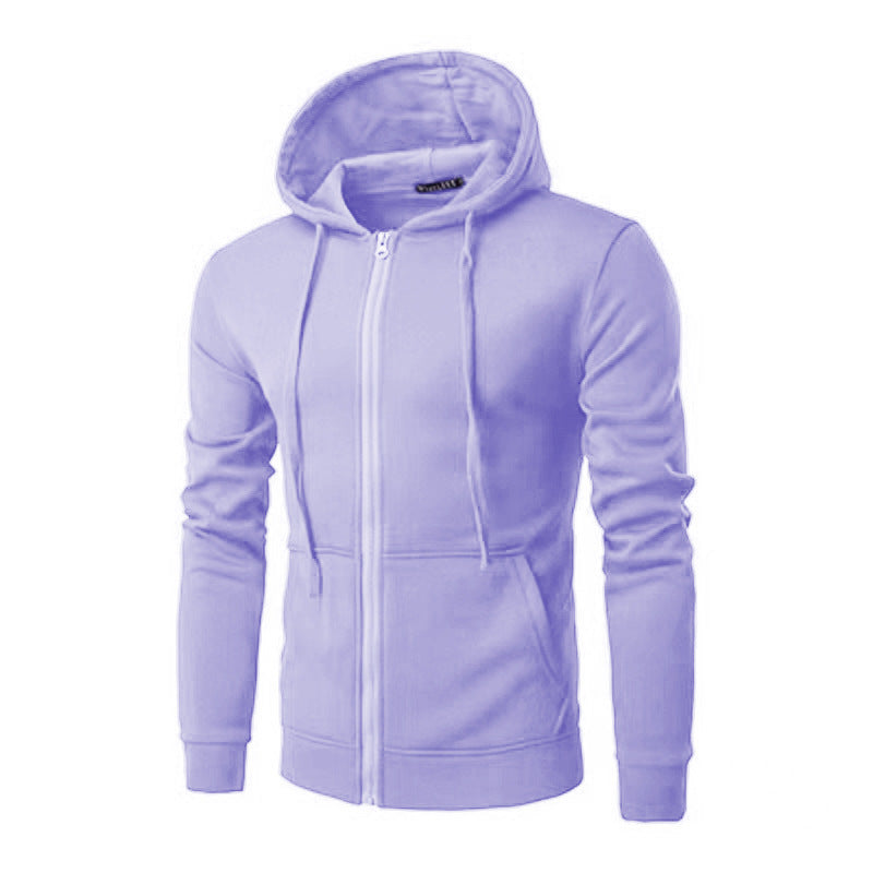 Men's Slim-fit Zip Hoodie Jacket with Soft Fleece Lining and Kangaroo Pockets