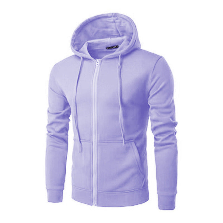 Men's Slim-fit Zip Hoodie Jacket with Soft Fleece Lining and Kangaroo Pockets