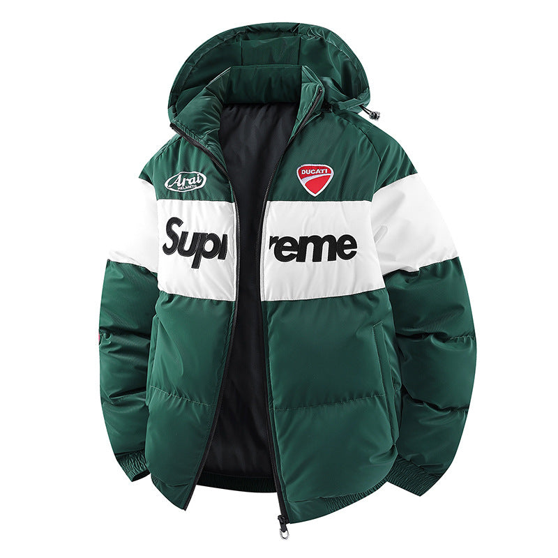 Men's Fashion Transitional Jacket with High Collar and Colorful Accents