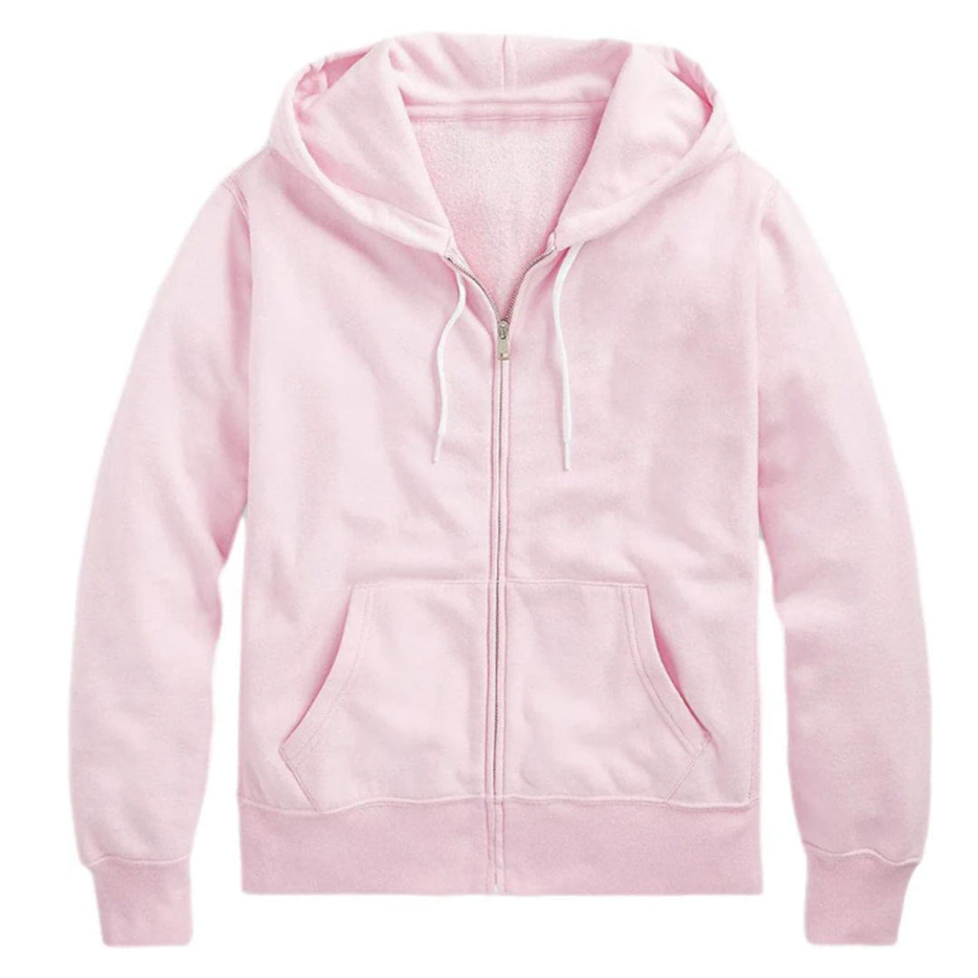 Unisex Casual Hoodie Jacket with Sturdy Metal Zipper Double-layered Hood and Deep Kangaroo Pockets