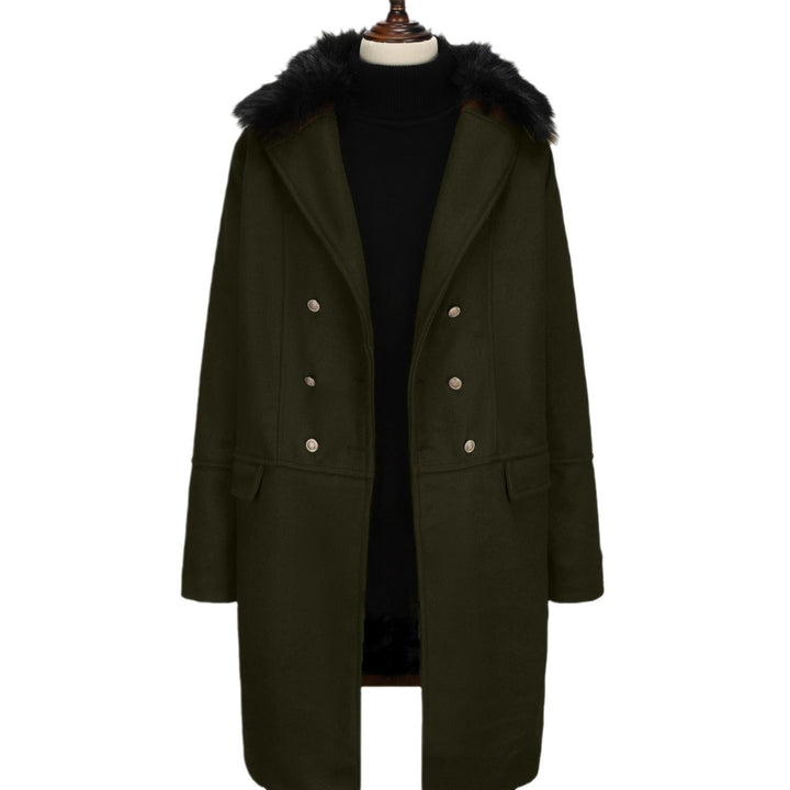 Men's Elegant Wool Jacket with Faux Fur Collar