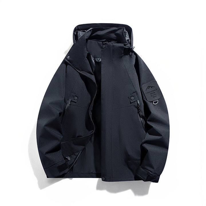 Men's Wind and Waterproof Functional Parka with Zippered Pockets and Adjustable Hood