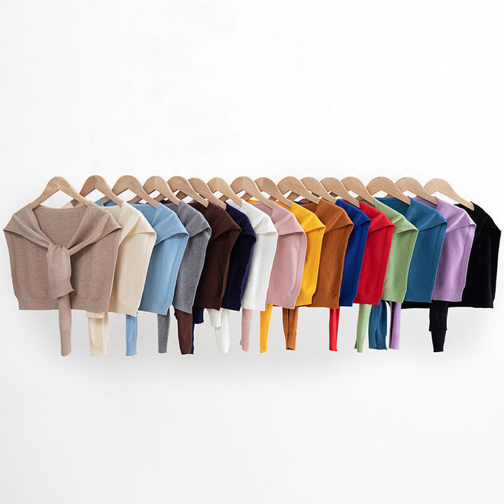 Women's Knit Wrap as Shoulder Warmer with Ties