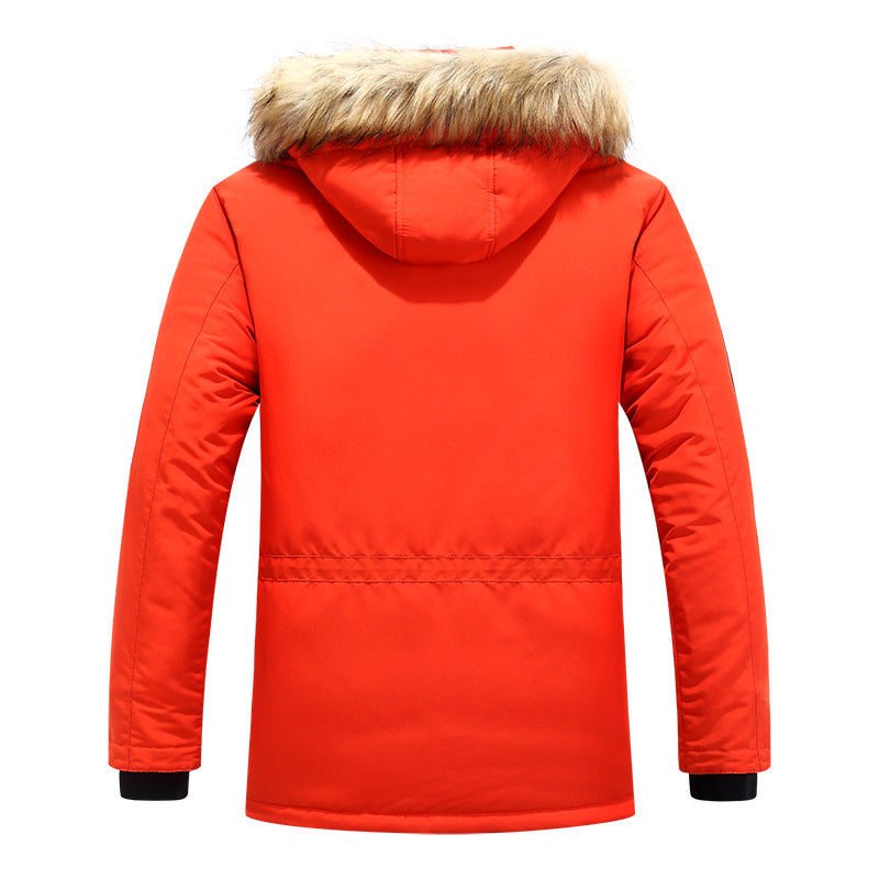 Men's Thermal Parka with Removable Faux Fur Hood, Windproof and Water-repellent