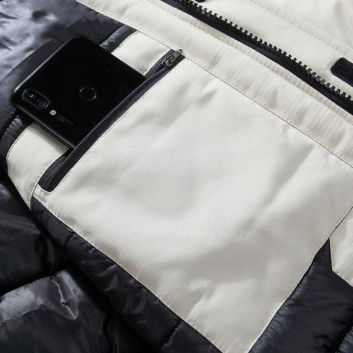 Men's Thermal Parka with Removable Faux Fur Hood, Windproof and Water-repellent
