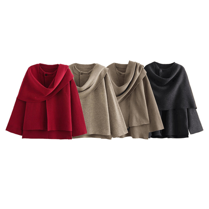Women Asymmetrical Poncho-like Jacket made of Soft Material
