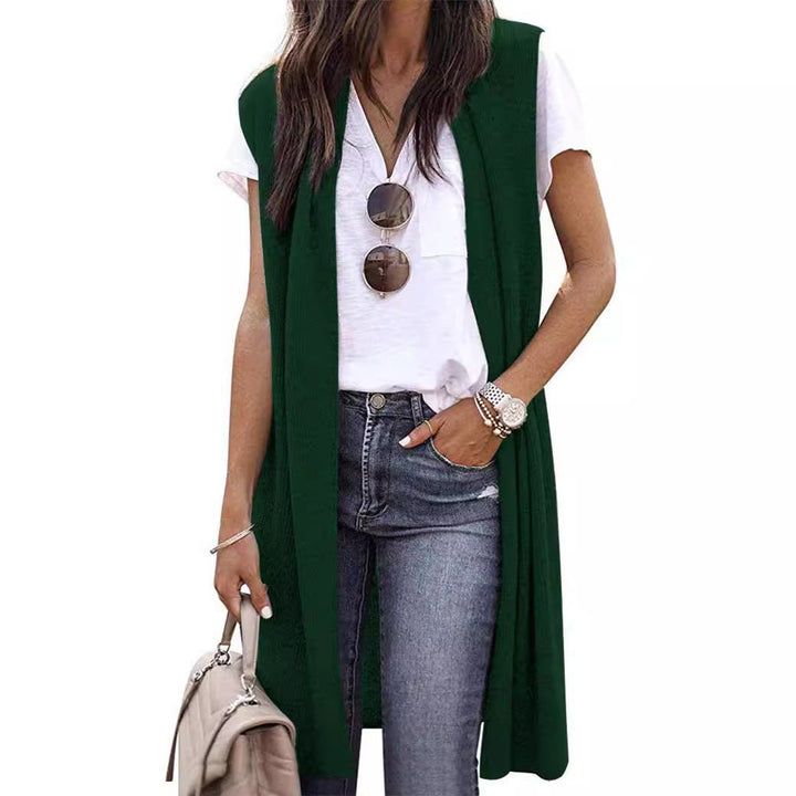 Women's Knit Vest in a Casual Oversized Design with Open Fronts and Short Sleeve Length