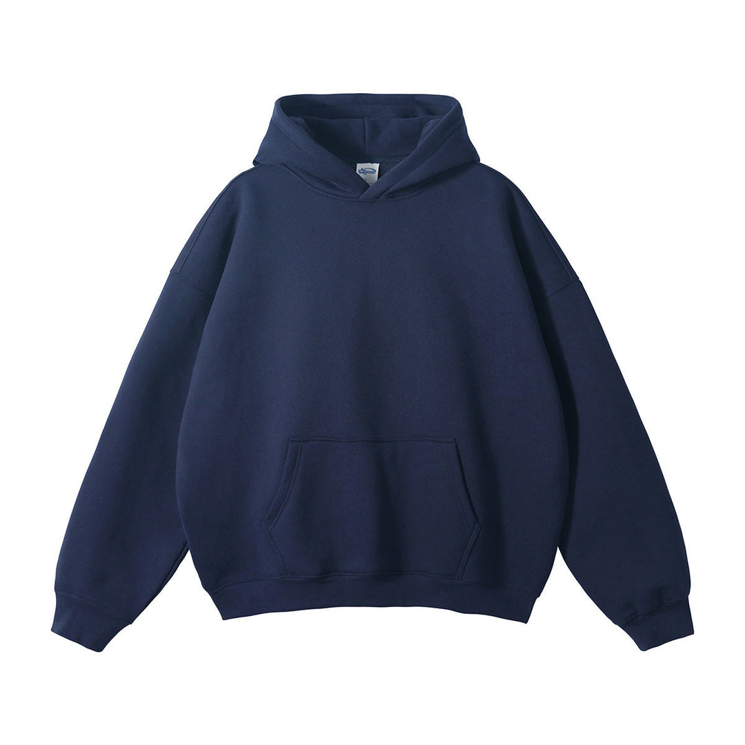 Unisex Wide-cut Hoodie with Dropped Shoulders, Kangaroo Pocket, and Ribbed Cuffs