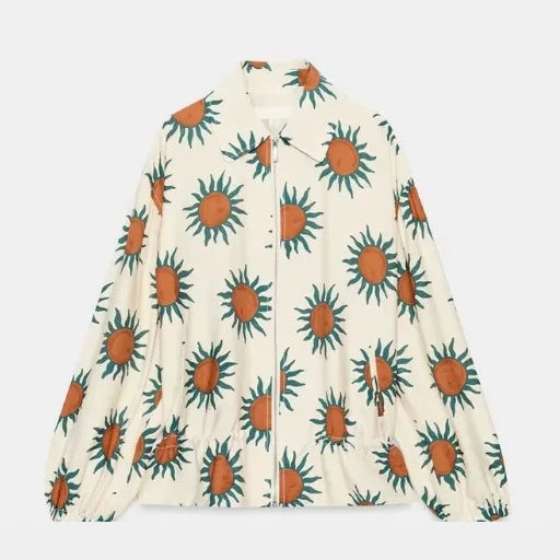 Women's Cropped Blouson Jacket made of Woven Fabric with Stand-up Collar, Elastic Hem, and Fine Check Design