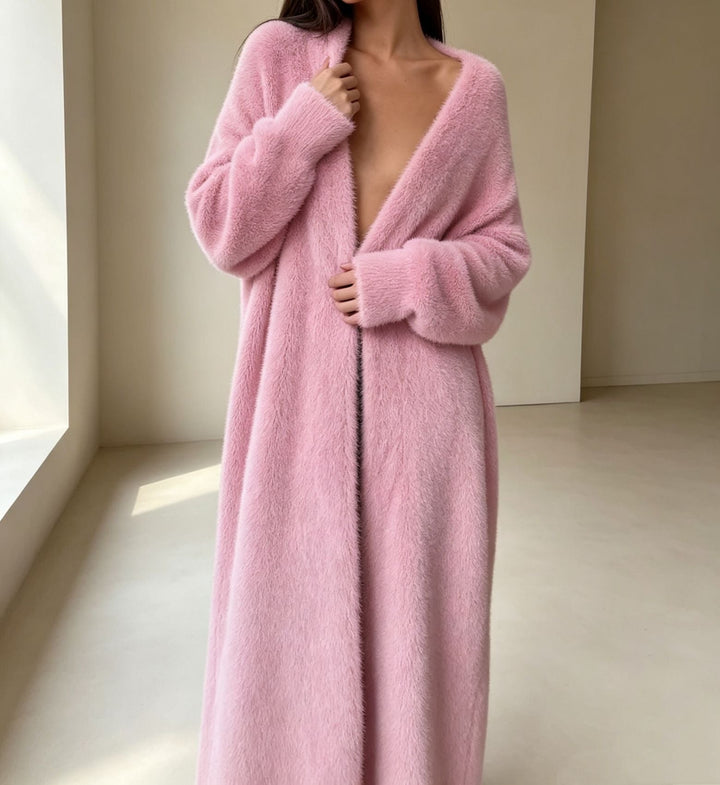 Women's Long Oversized Maxi Knit Cardigan with Open Front