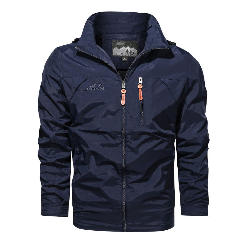 Men's Lightweight Outdoor Jacket Windbreaker with Water-repellent Coating and Breathable Mesh Lining