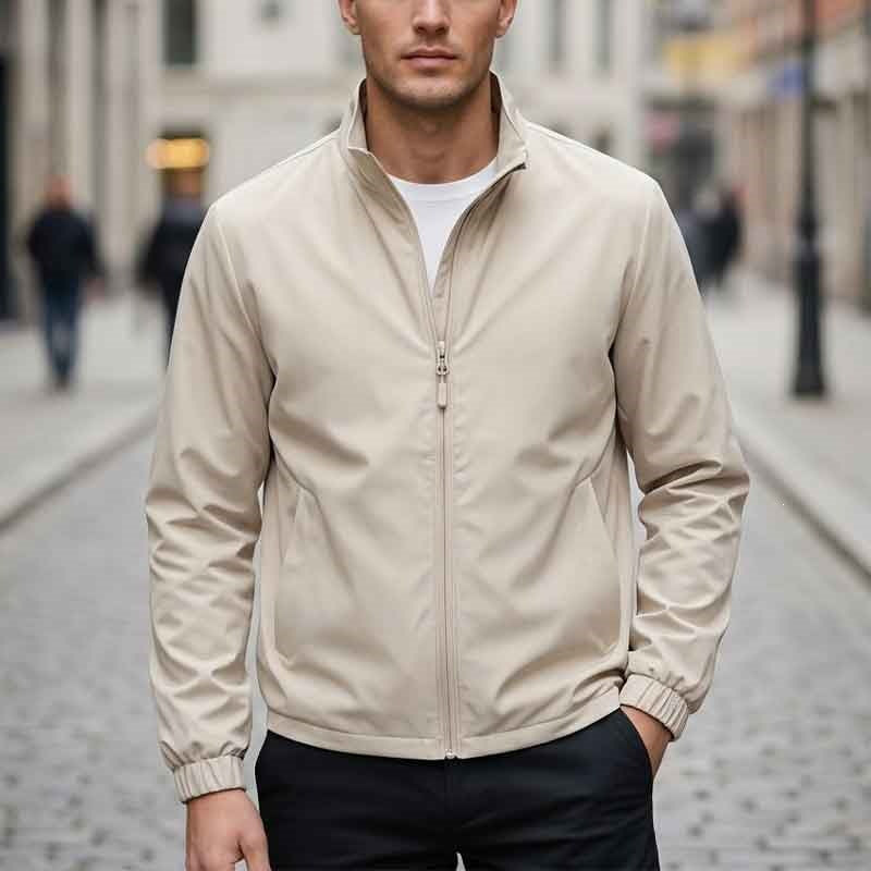 Men's Breathable Transitional Jacket with Practical Stand-Up Collar