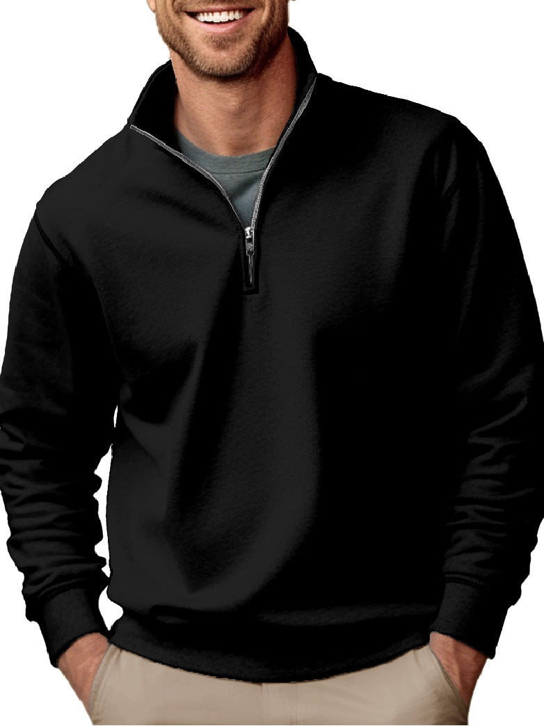 Men's Half-zip Sweatshirt with Stand-up Collar and Soft Fleece Interior Lining