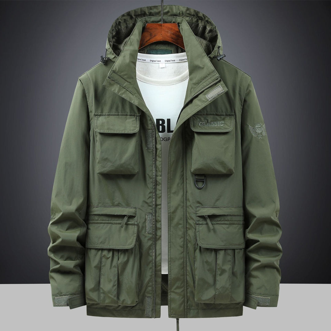 Men's Tactical Hooded Field Parka with Multi-pocket Utility Front and D-ring