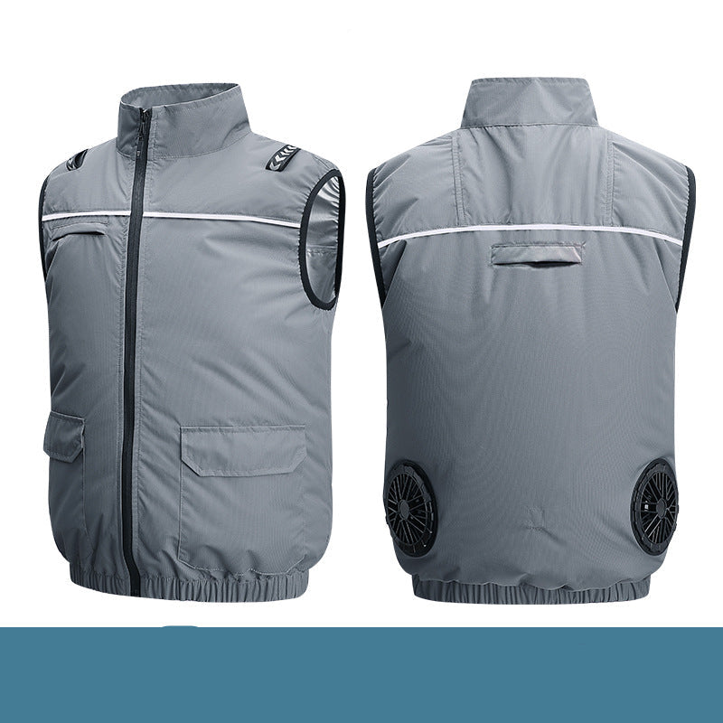 Unisex Lightweight Cooling Work Vest with Integrated Fans and External Battery