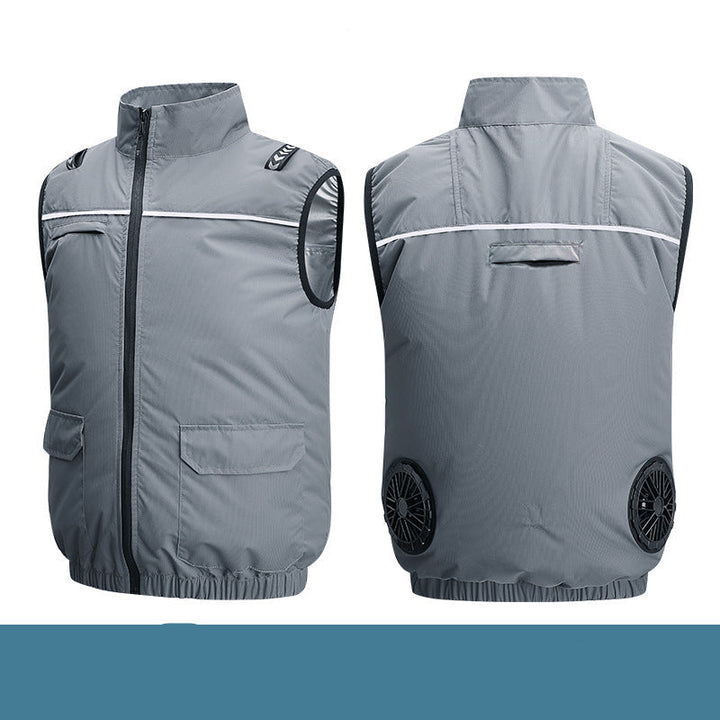 Unisex Lightweight Cooling Work Vest with Integrated Fans and External Battery