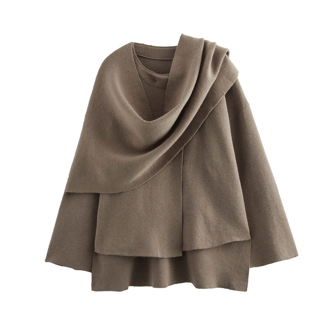 Women Asymmetrical Poncho-like Jacket made of Soft Material