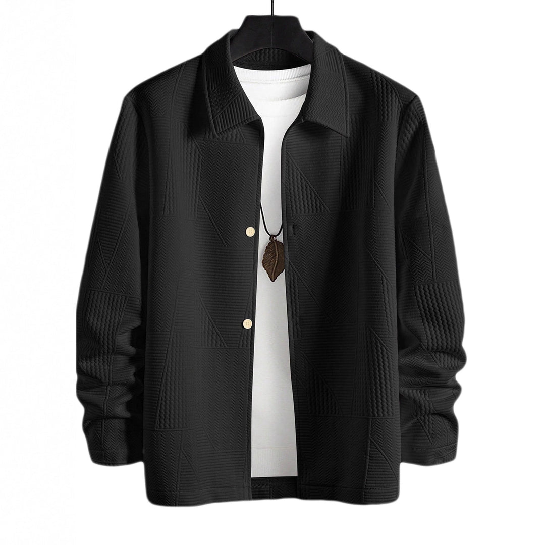 Men's Structured Shirt Jacket in Patchwork Relief with Shirt Collar