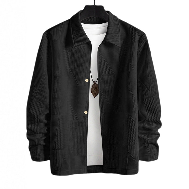 Men's Structured Shirt Jacket in Patchwork Relief with Shirt Collar
