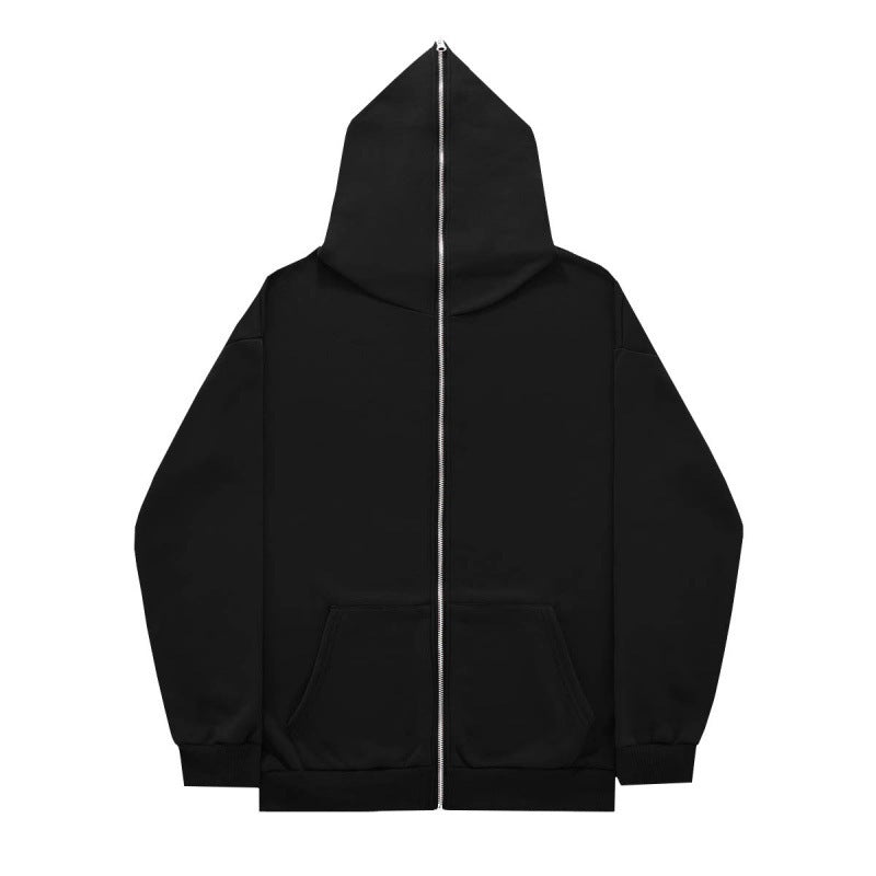 Unisex Minimally Structured Hoodie Zipper with Pointed Hood, Kangaroo Pocket and Reinforced Cuffs