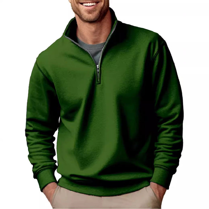 Men's Half-zip Sweatshirt with Stand-up Collar and Soft Fleece Interior Lining