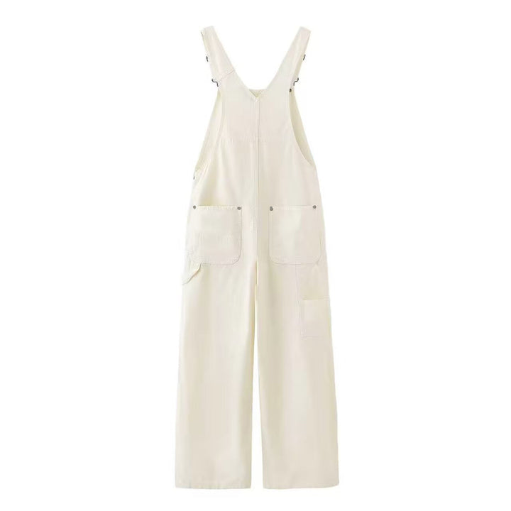 Women's Denim Overalls with Adjustable Straps and Pockets