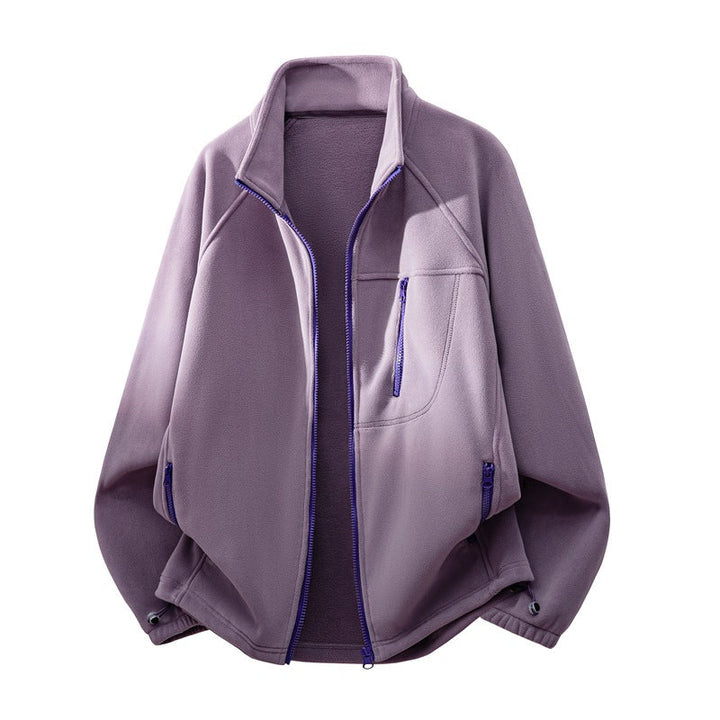 Unisex Functional Microfleece Performance Jacket with Stand-up Collar, Chest Zipper and Ergonomic Raglan Sleeves