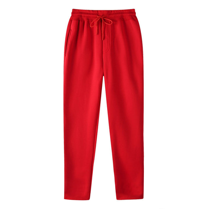 Men's Straight-cut Sweatpants made of Mottled Cotton Blend with Elastic Waistband, Drawstring, and Side Pockets