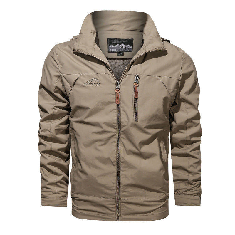 Men's Lightweight Outdoor Jacket Windbreaker with Water-repellent Coating and Breathable Mesh Lining