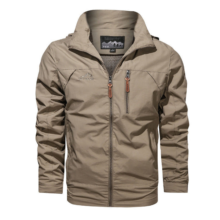 Men's Lightweight Outdoor Jacket Windbreaker with Water-repellent Coating and Breathable Mesh Lining