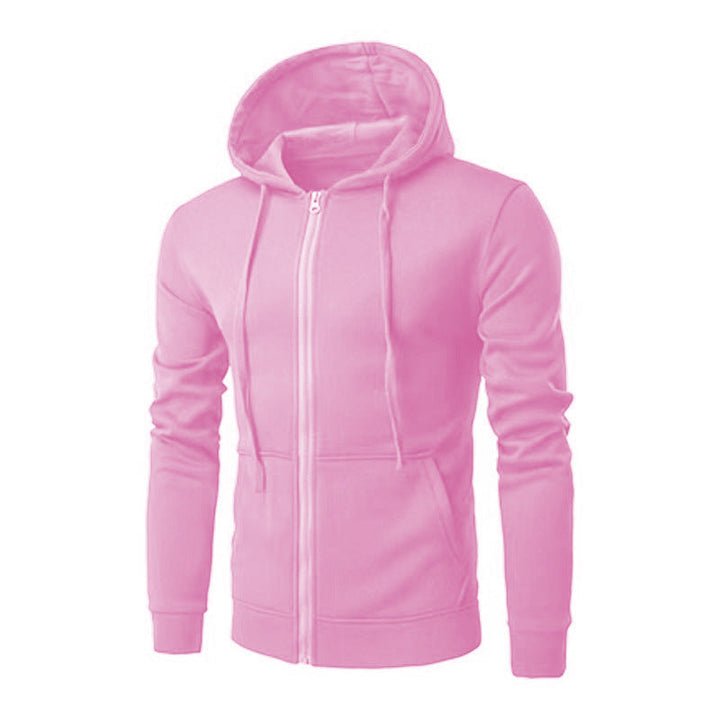 Men's Slim-fit Zip Hoodie Jacket with Soft Fleece Lining and Kangaroo Pockets