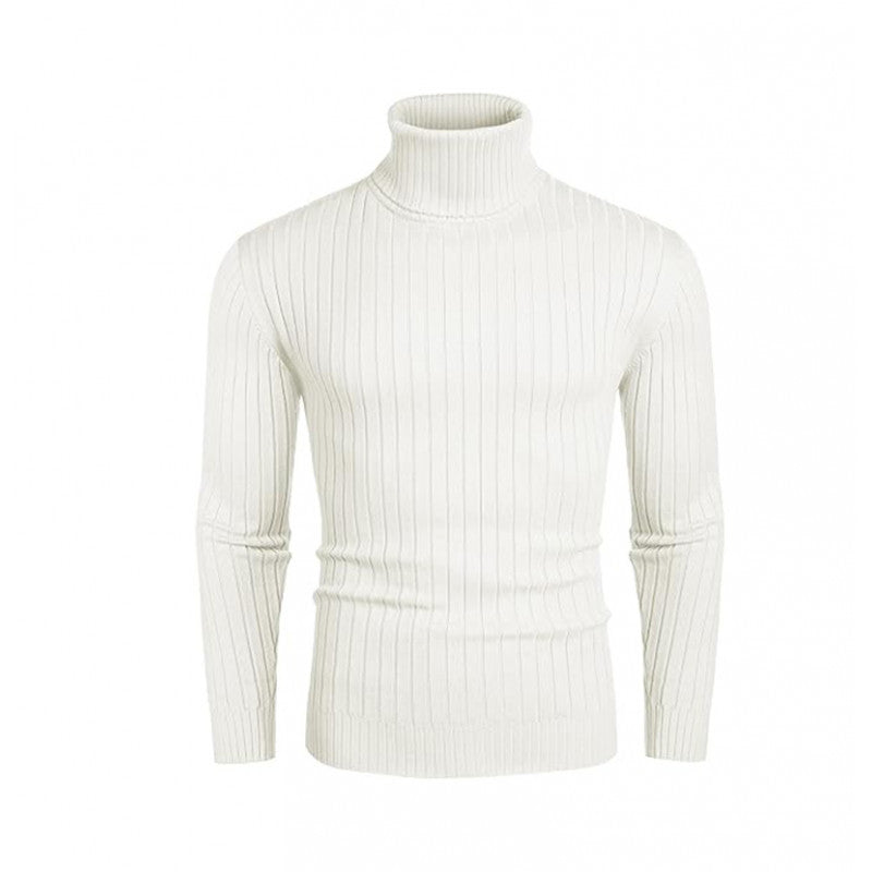 Men's Ribbed Fine-knit Turtleneck Sweater Slim Fit