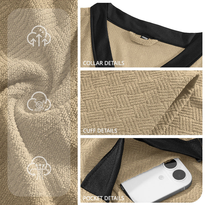 Men's Lightweight Cotton Kimono Bathrobe with Waffle Texture and Patch Pockets