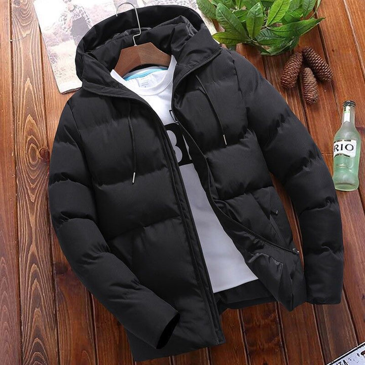 Men's Padded Hooded Winter Jacket with Water-repellent Outer Shell and Quilted Insulation