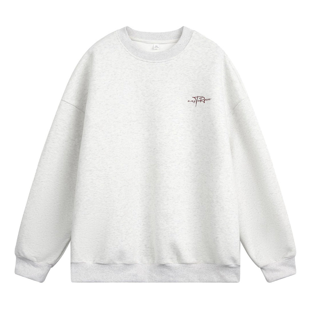 Unisex Boxy Sweatshirt with Minimal Script Embroidery and Ribbed Hem