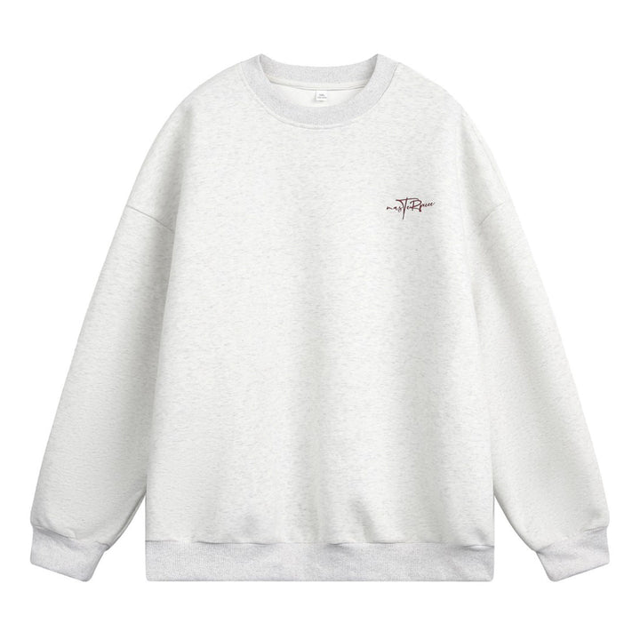 Unisex Boxy Sweatshirt with Minimal Script Embroidery and Ribbed Hem