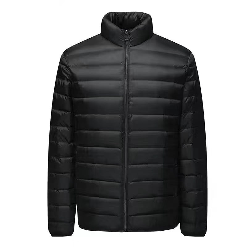 Men's Ultra-light Packable Micro Quilted Jacket with Stand-up Collar, Padded Insulation and Wind-resistant Shell