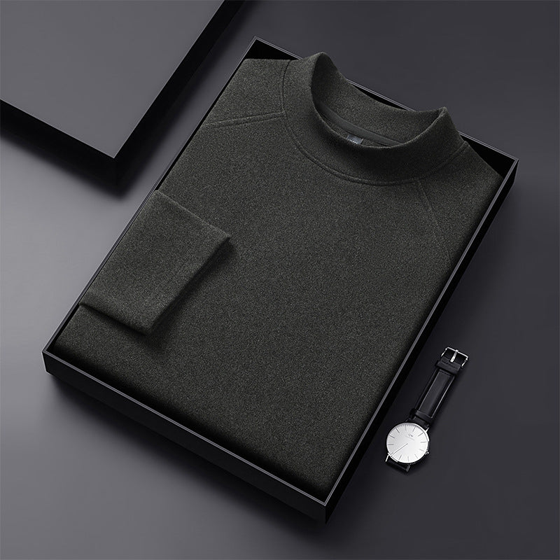 Men's Premium Mockneck Sweater made of Fine Wool Blend with Raglan Sleeves