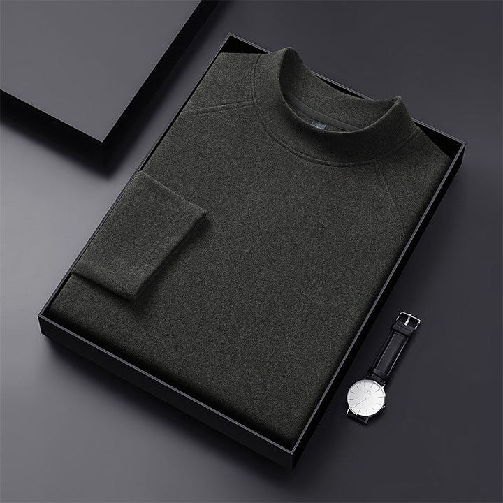 Men's Premium Mockneck Sweater made of Fine Wool Blend with Raglan Sleeves