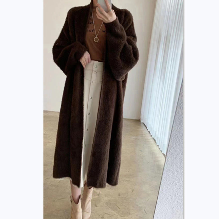 Women's Long Oversized Maxi Knit Cardigan with Open Front