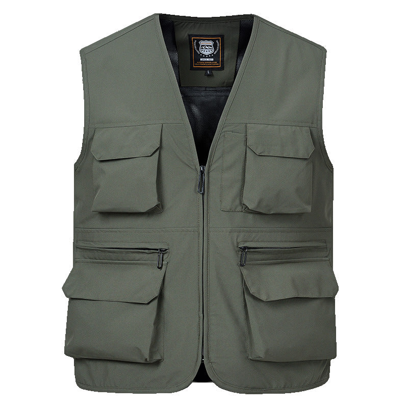 Men's Photographer Utility Vest with Generous Zip and Flap Pockets