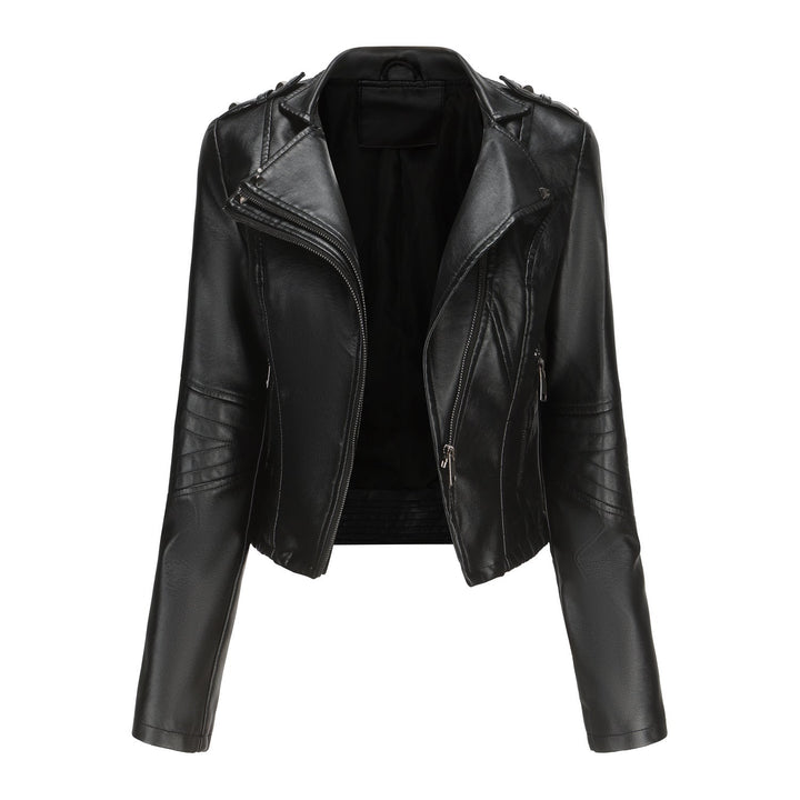 Women Stylish Biker Jacket with Asymmetrical Zipper and Detail Seams