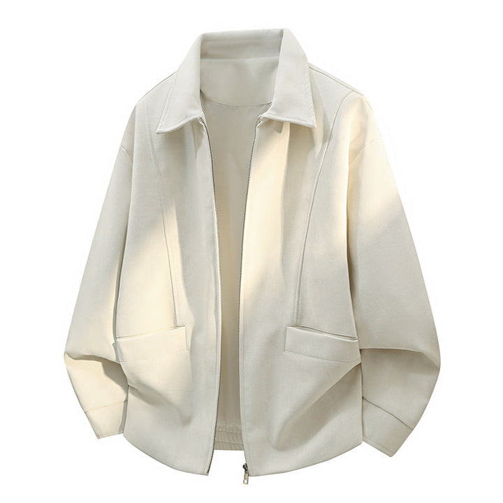 Men's Oversized Bomber Jacket in Used Effect with Stand-Up Collar, Elastic Band and Flap Pockets