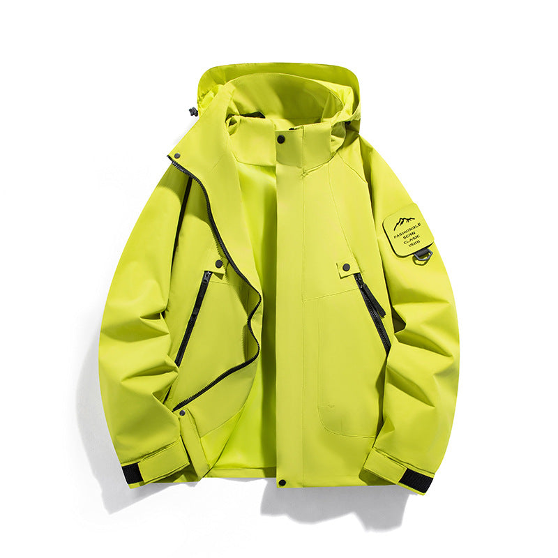 Men's Wind and Waterproof Functional Parka with Zippered Pockets and Adjustable Hood