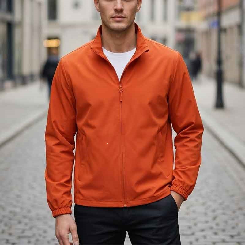 Men's Breathable Transitional Jacket with Practical Stand-Up Collar