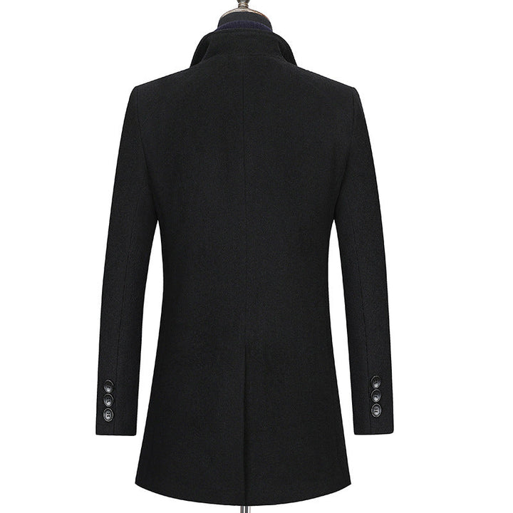Men's Slim Fit Wool Blend Coat with Shirt Collar, Lightweight Thermo Lining and Hidden Button Placket
