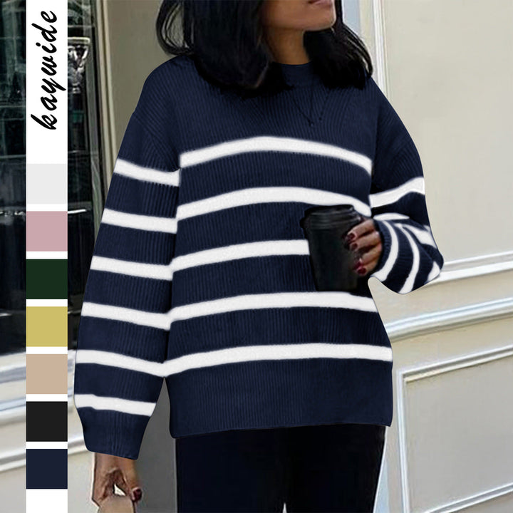 Women's Oversized Mohair Knit Sweater with Wide Carmen Boat Neckline and Fluffy Texture