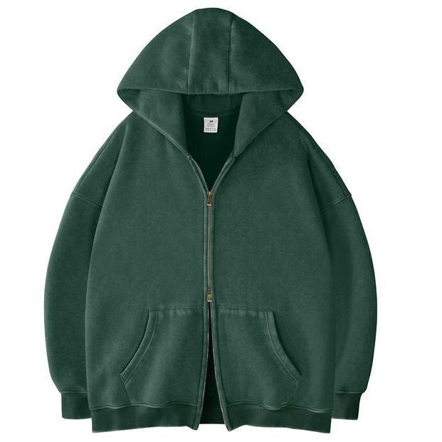 Unisex Oversized Hoodie Jacket with Double Zipper and Kangaroo Pockets
